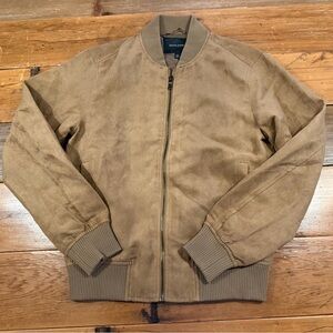 Banana Republic Vegan Suede Bomber Jacket Dark Acorn Size XS